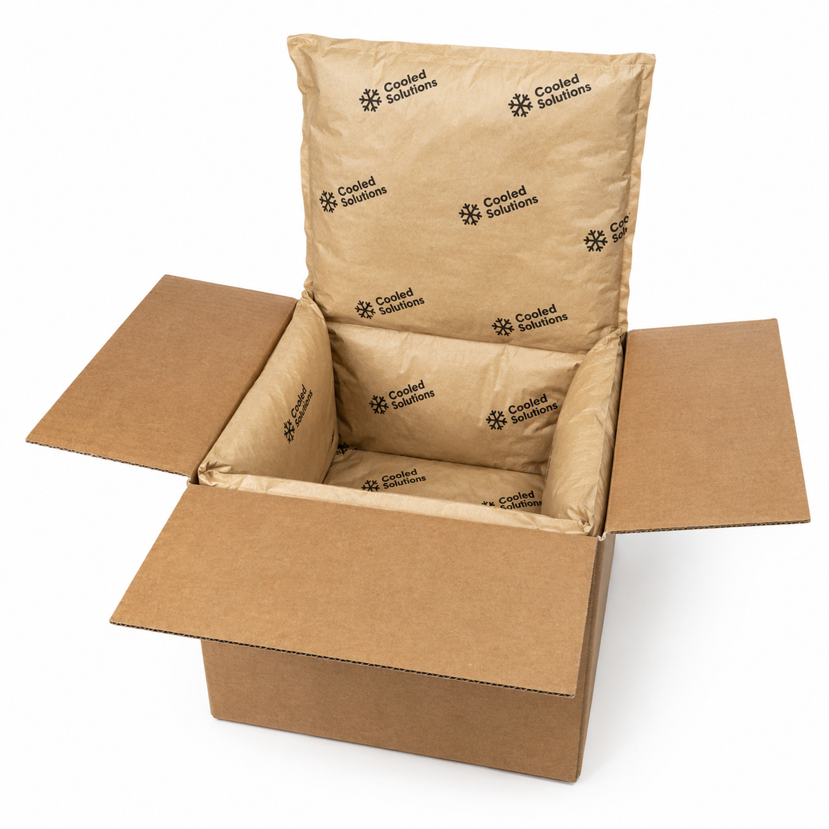 Isolatiedoos S 250 x 250 x 250 mm compleet met 2 Isoliners (insulated cardboard box) — Cooled Solutions